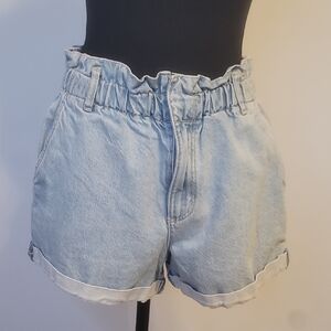 Garage Light Blue High-Waisted Jean Shorts